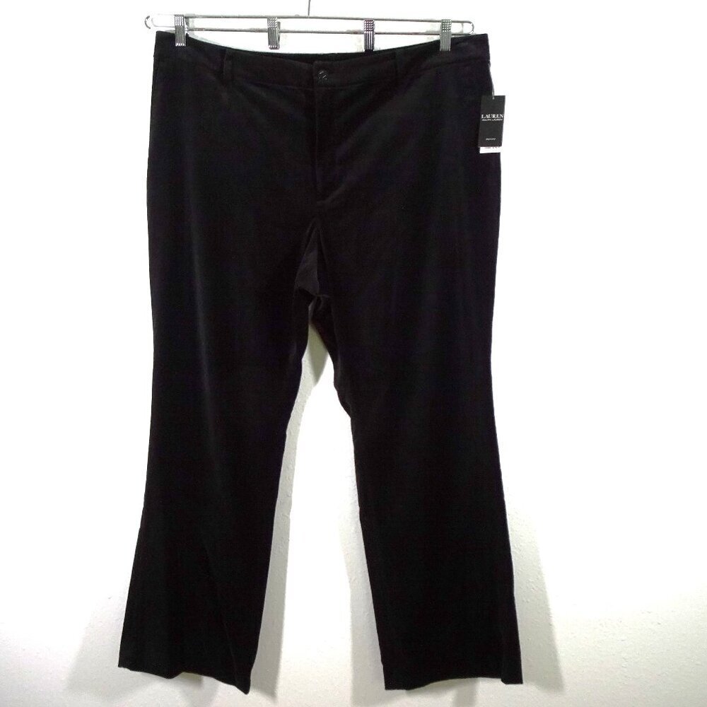 Ralph Lauren Velvet Pants Women's Plus Size 22W Black Flared Cocktail Holiday